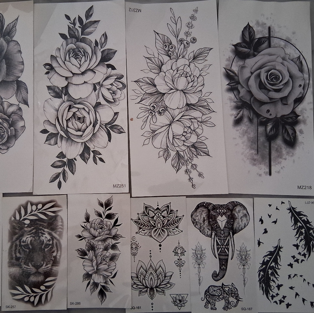 Amazon Temporary Tattoo Sheets - Black and White Designs